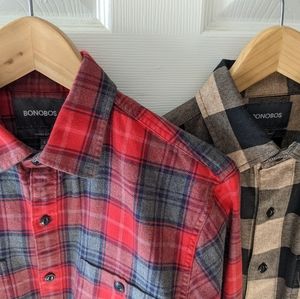 2 Bonobos flannel button-down shirts Sz Small